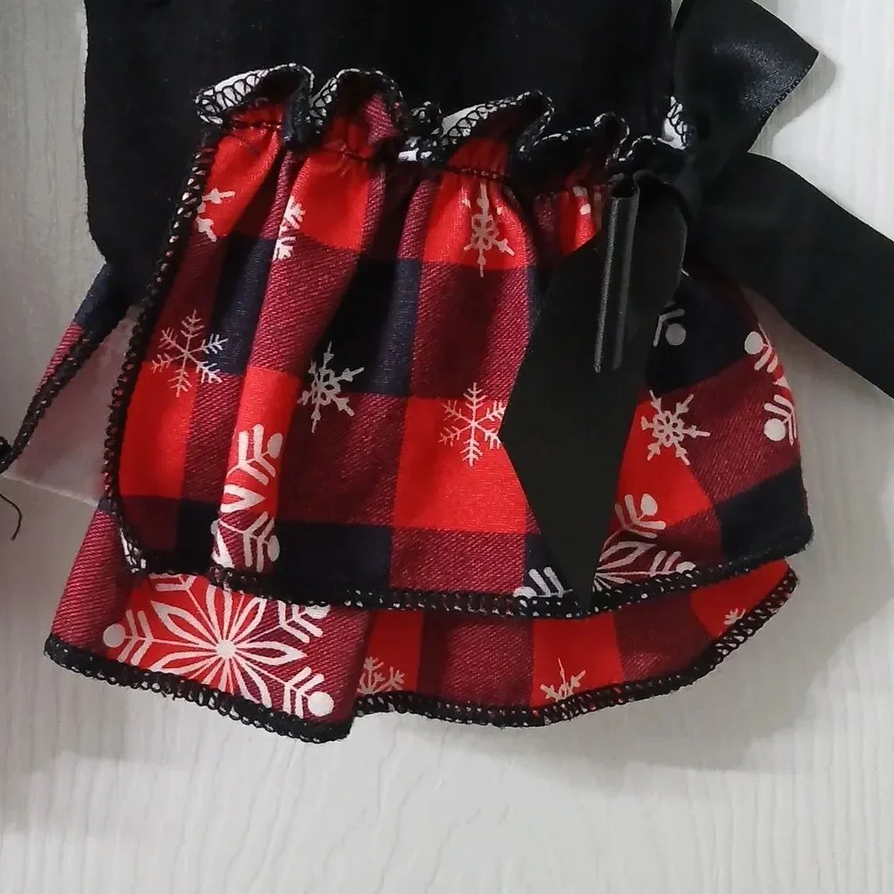 My 1st Christmas Black Christmas Baby Romper Red Plaid Accents Sz 3-6 month NWOT